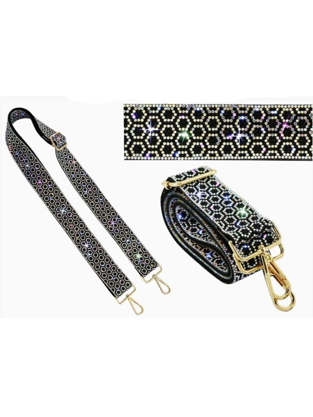 Beehive sparkle Guitar Strap Adjustable replacement crossbody bag strap - Picture 2 of 4